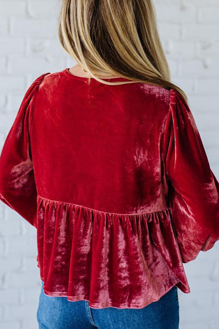 Casual Velvet Triple Tie Top