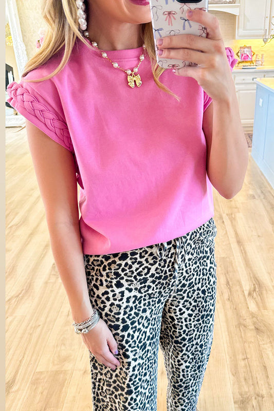 Casual Braided Short Sleeve Top