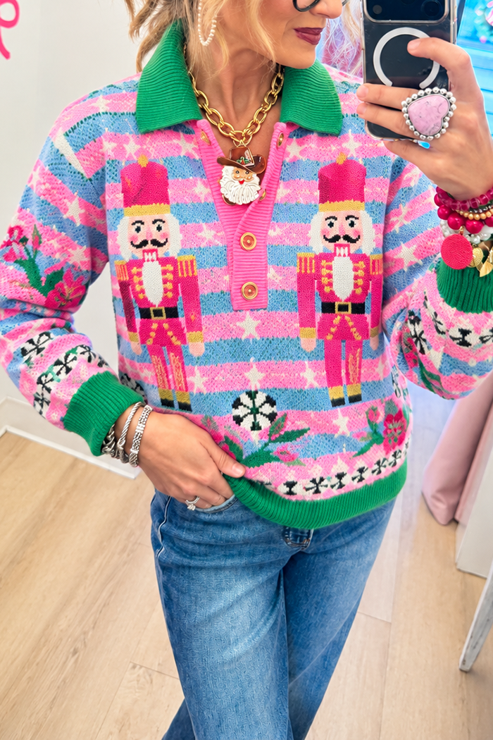 Casual Colorful Nutcracker Knit Sweater