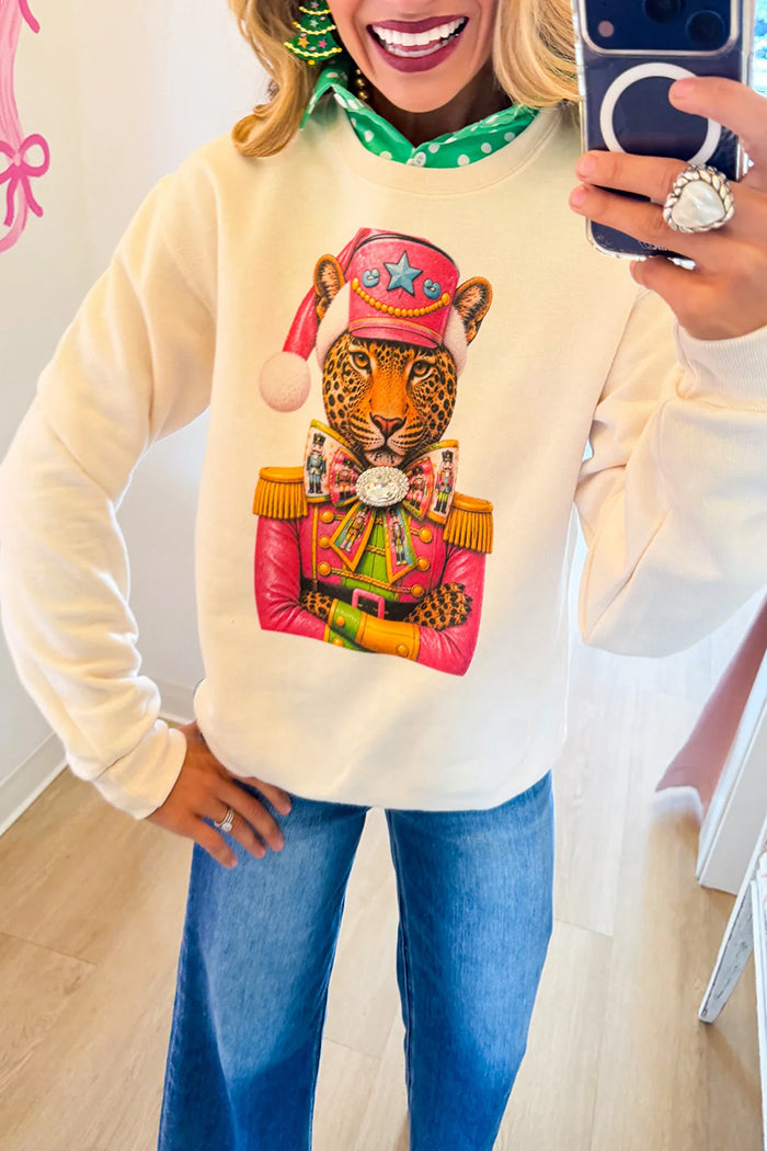 Cream Cheetah Nutcracker Sweater