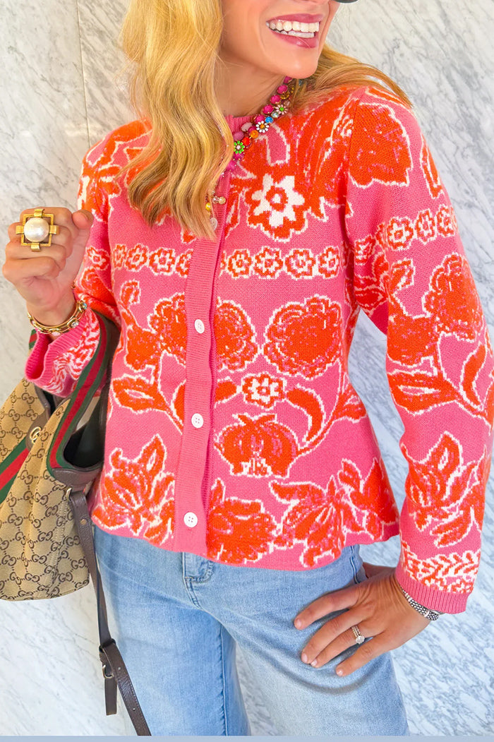 Peplum Floral Knit Cardigan