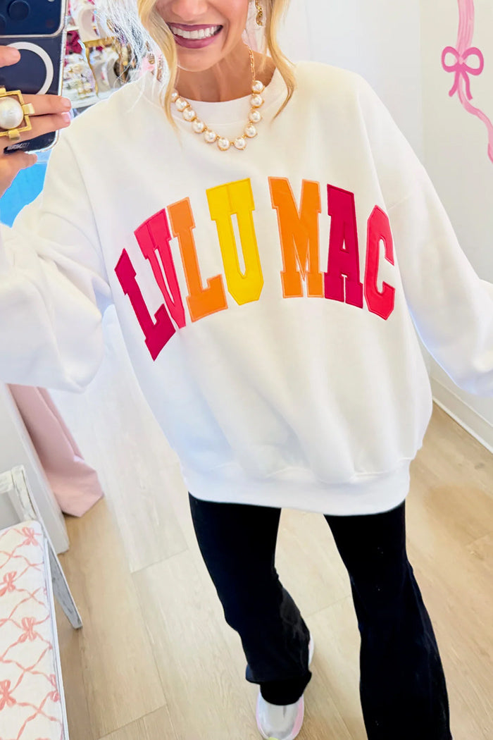 Color Letter Round Neck Sweatshirt