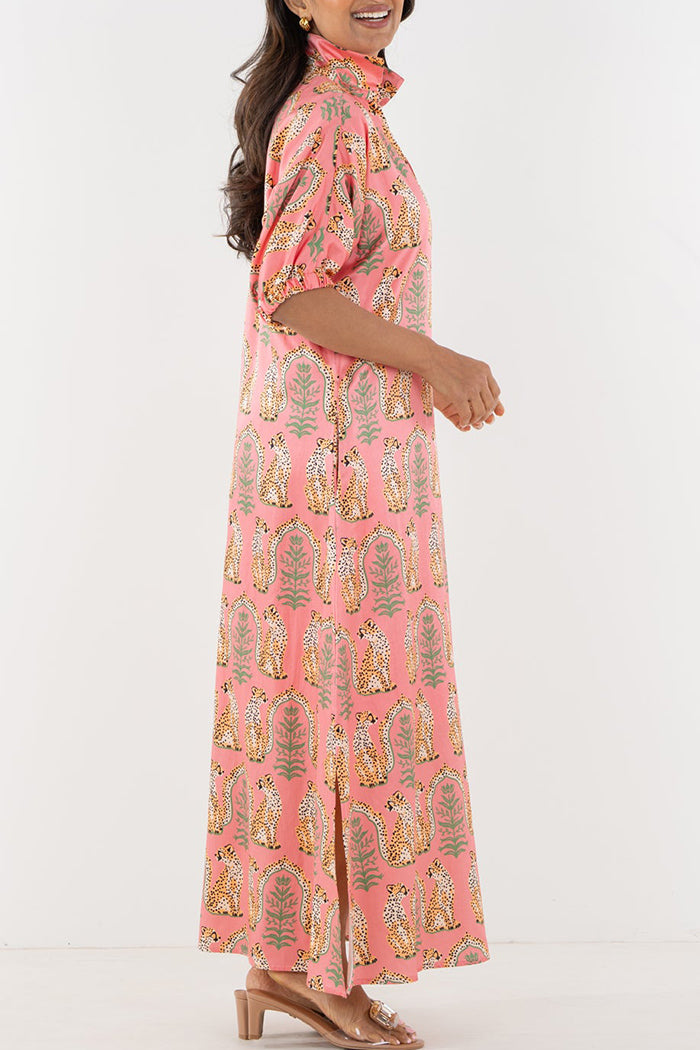 Cabana Cat Print Poppy Collar Dress