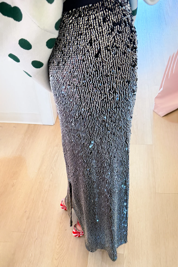 Black Sequin Maxi Skirt