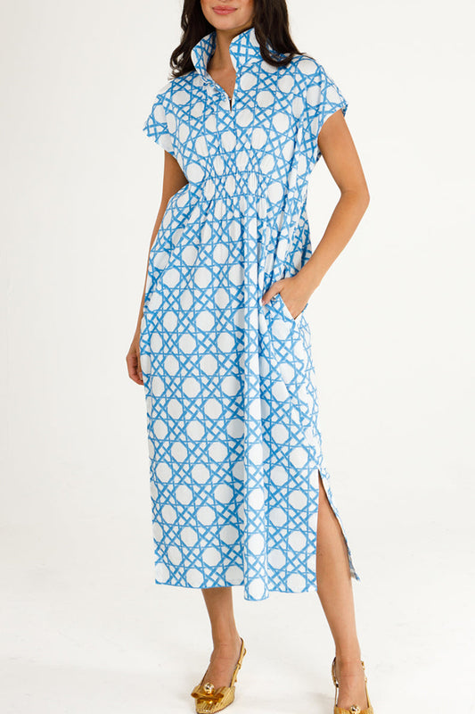 Cap Sleeve Side Slit Pocketed Caftan Dress
