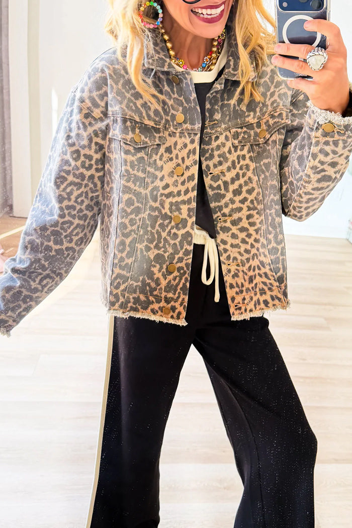 Animal Print Twill Jacket