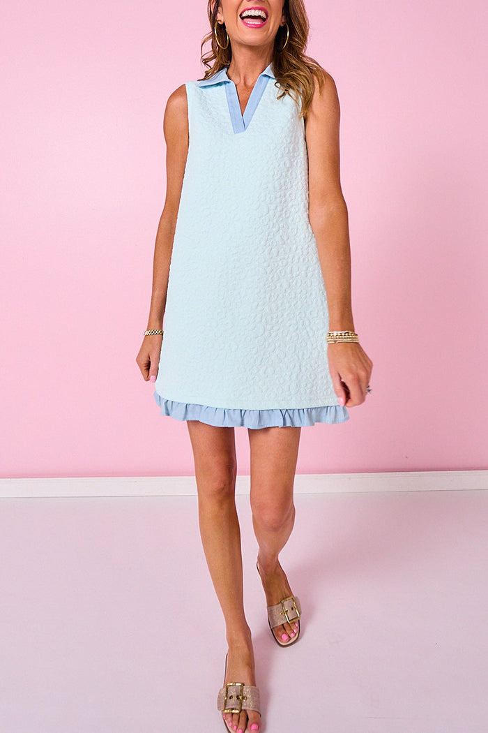 Animal Quilt Sleeveless Ruffle Hem Dress