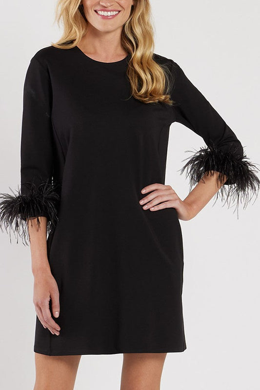 Solid Color Artificial Feathers Dress