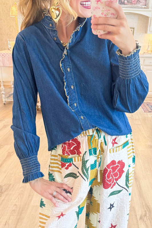 Ruffle Button Up Top