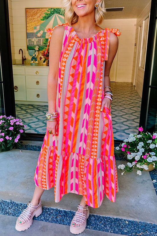 Shoulder Tie Pocket Dress