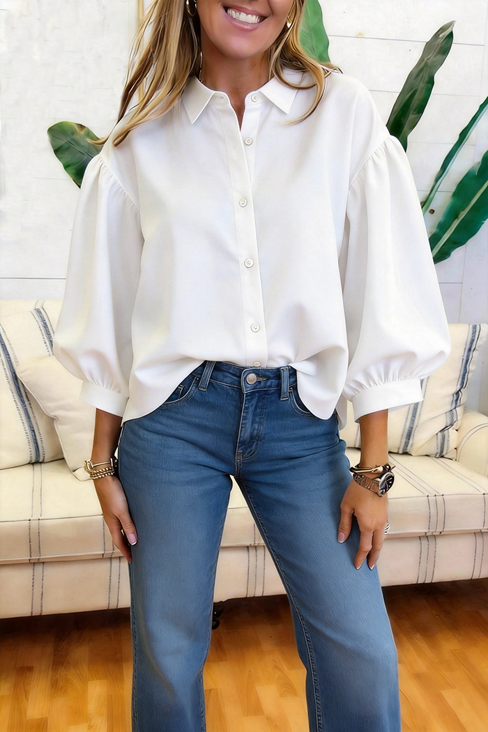 Puff Sleeve Button Down Top