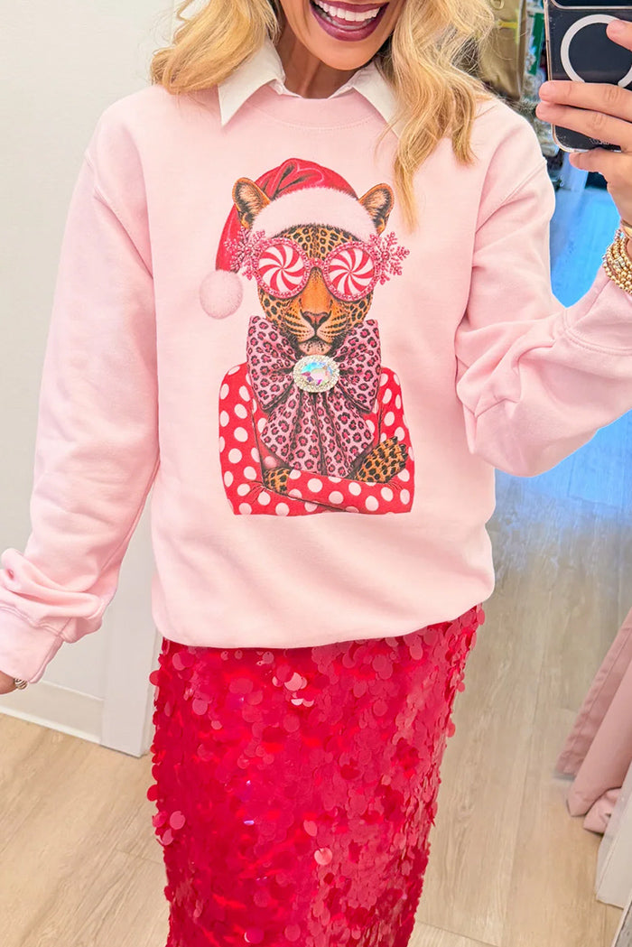 Leopard Graphic Crew Sweatshirt