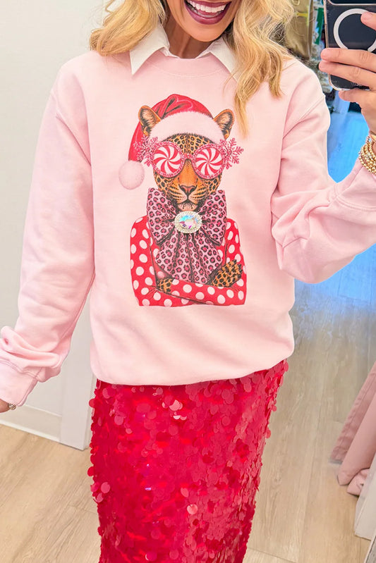 Leopard Graphic Crew Sweatshirt