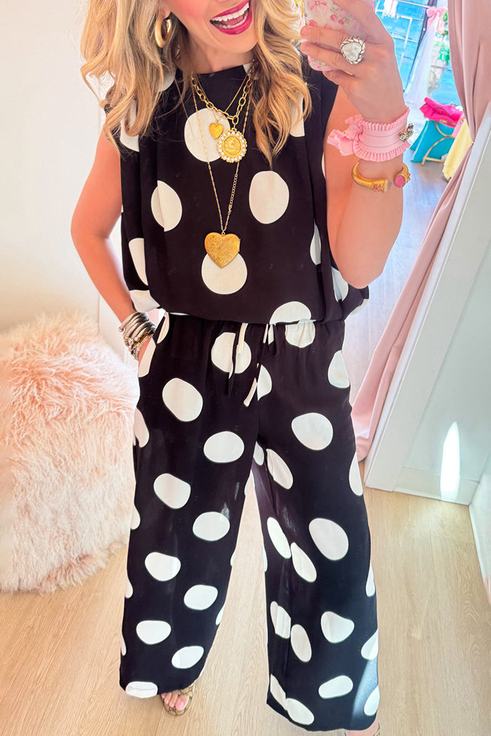 Casual Polka Dot Pant Set