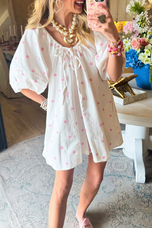 Polka Dot Bubble Sleeve Romper