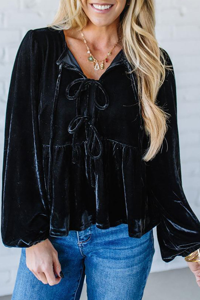 Casual Velvet Triple Tie Top