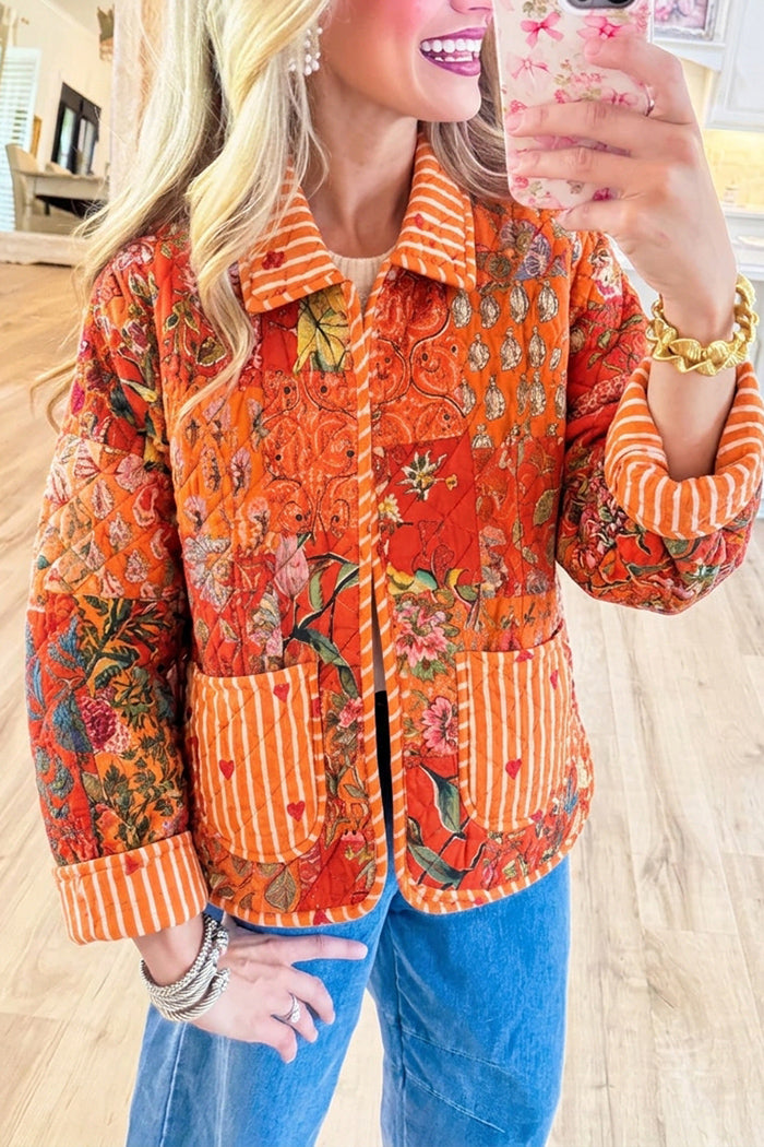 Patchwork Floral Pocket Quilted Jacket