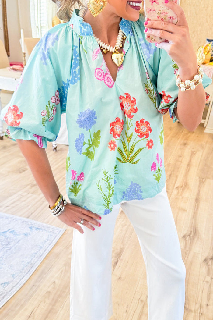Floral Print Scallop Hem Top