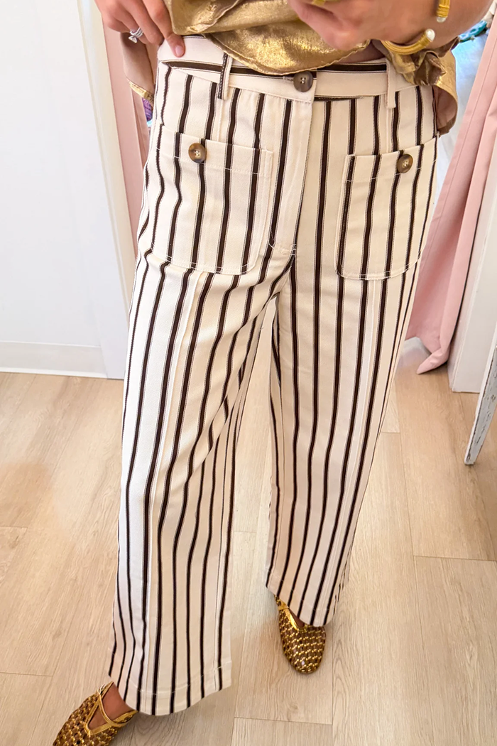 Brown White Stripe Pants