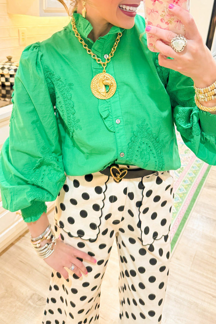 Embroidered Button Up Top