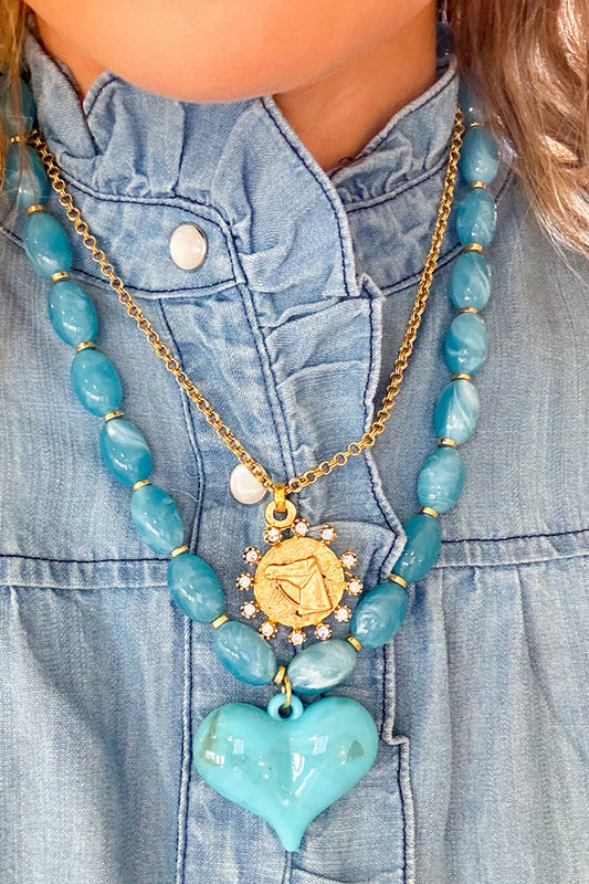 Beaded Heart Pendant Necklace