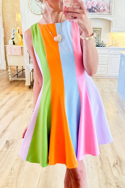 Multi Striped Sleeveless Dress