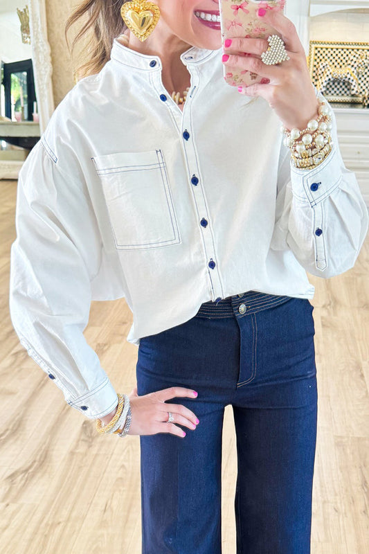 Contrast Button Down Top