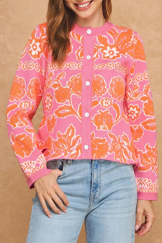 Peplum Floral Knit Cardigan