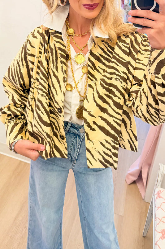 Zebra Print Button Jacket