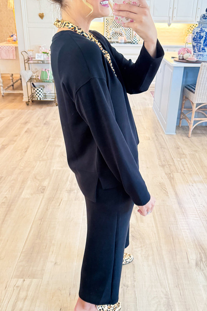 Black Midi Dress and Sweater Two-Piece Set