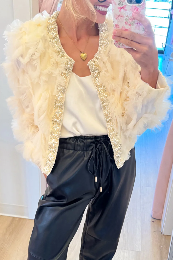 Ivory Ruffle Layered Detail Top