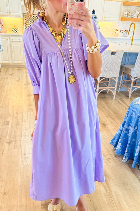 Puff Sleeve Midi Dress