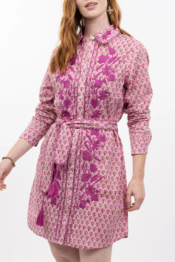 Pink Floral Print Midi Dress