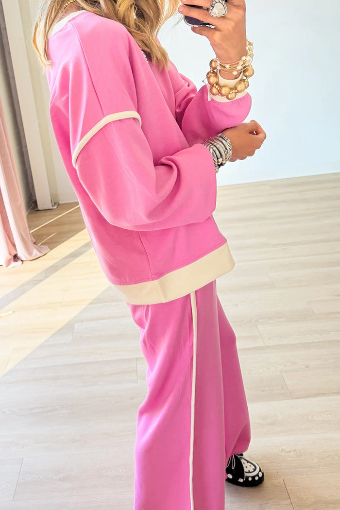 Candy Pink Contrast Trim Scuba Set