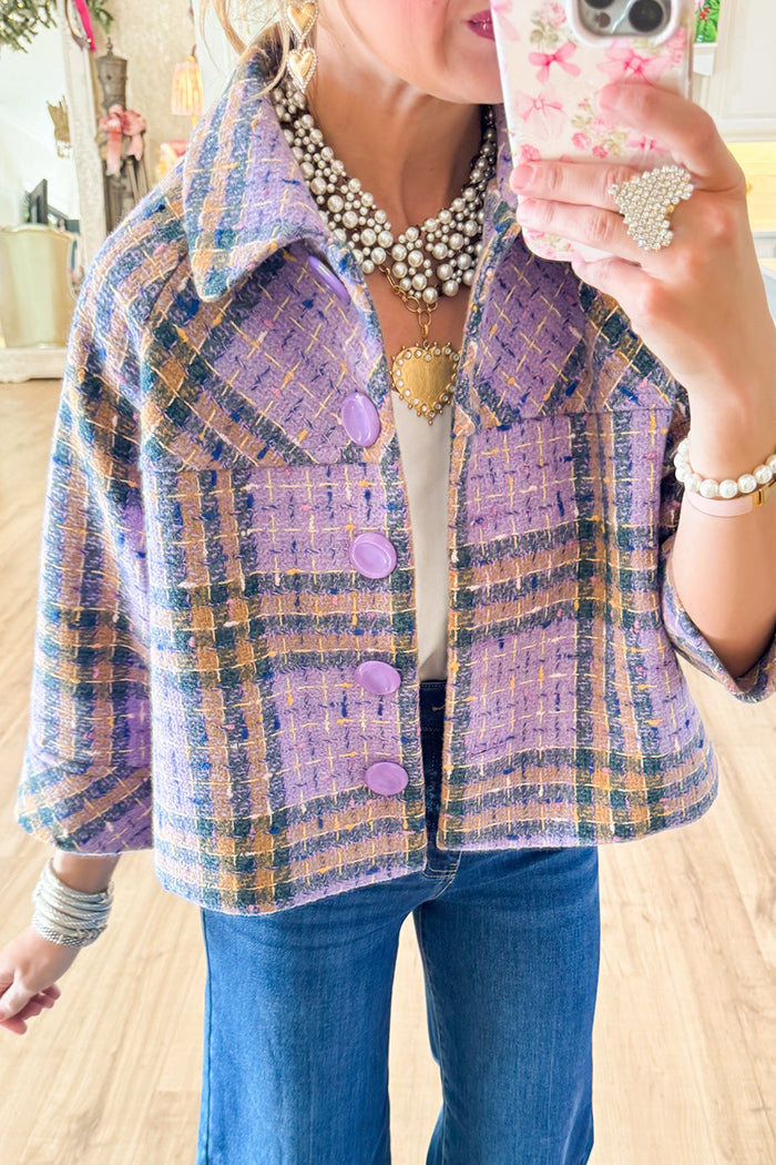 Purple Swing Plaid Jacket