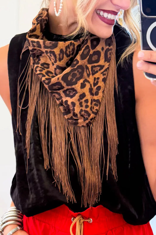 Casual Leopard Fringe Scarf