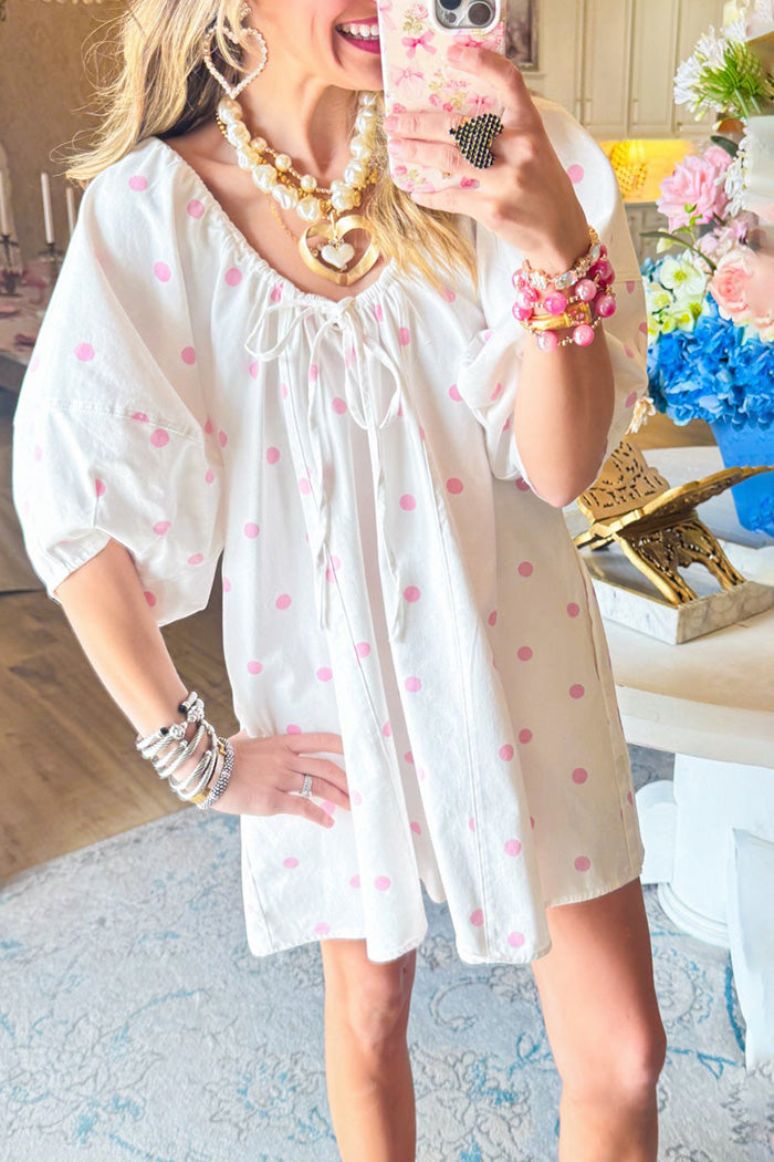 Polka Dot Bubble Sleeve Romper