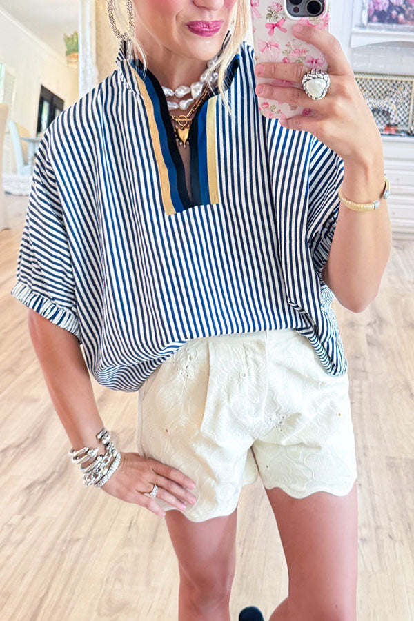 Casual Stripe Dolman Sleeve Top