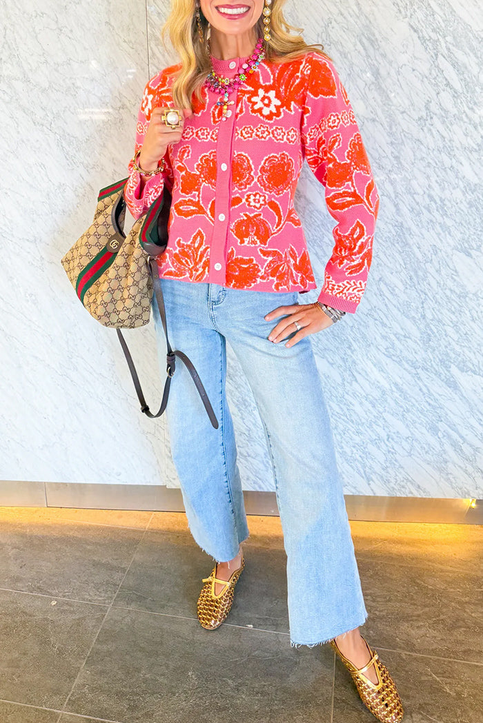Peplum Floral Knit Cardigan