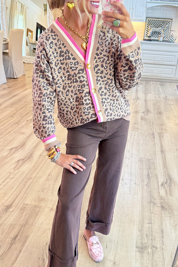 Animal Pattern Button Down Cardigan