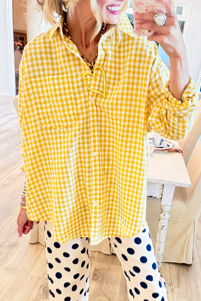 Gingham Button Down Top