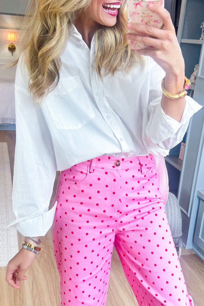 Casual White Button Side Slit Top