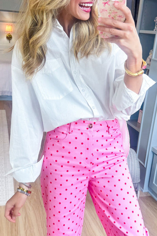Casual White Button Side Slit Top