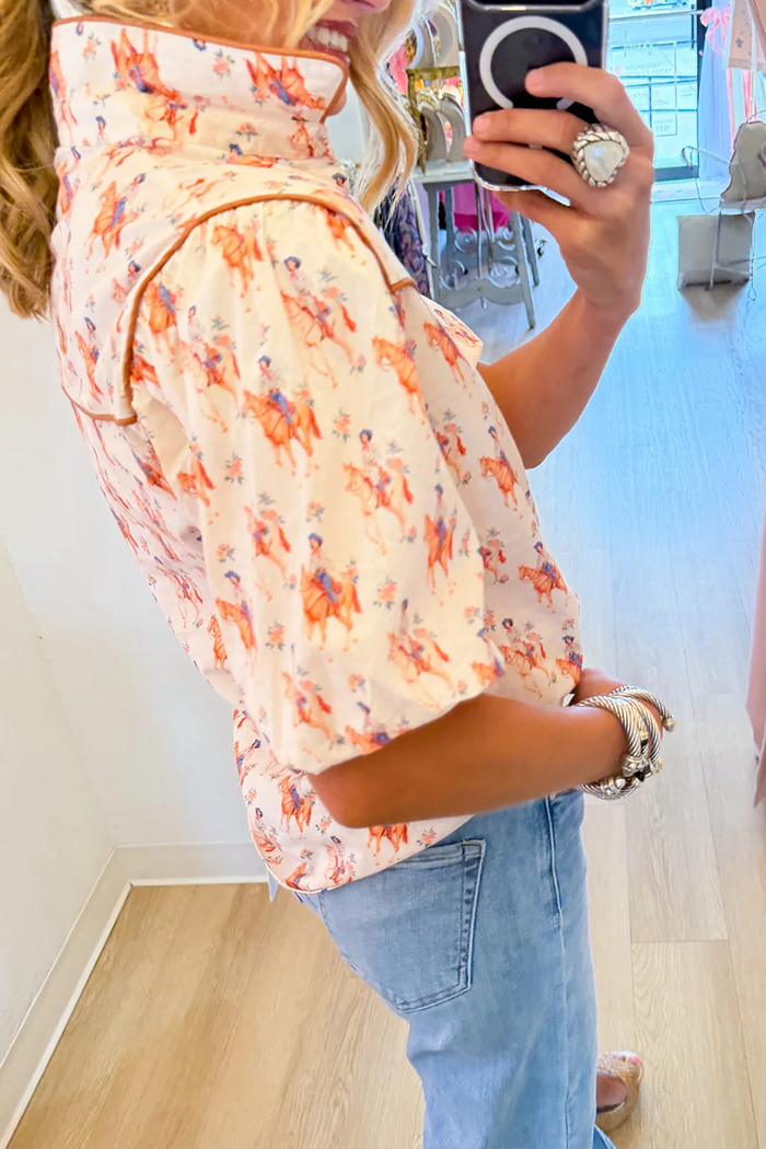 Cowgirl Collared Short Sleeve Top