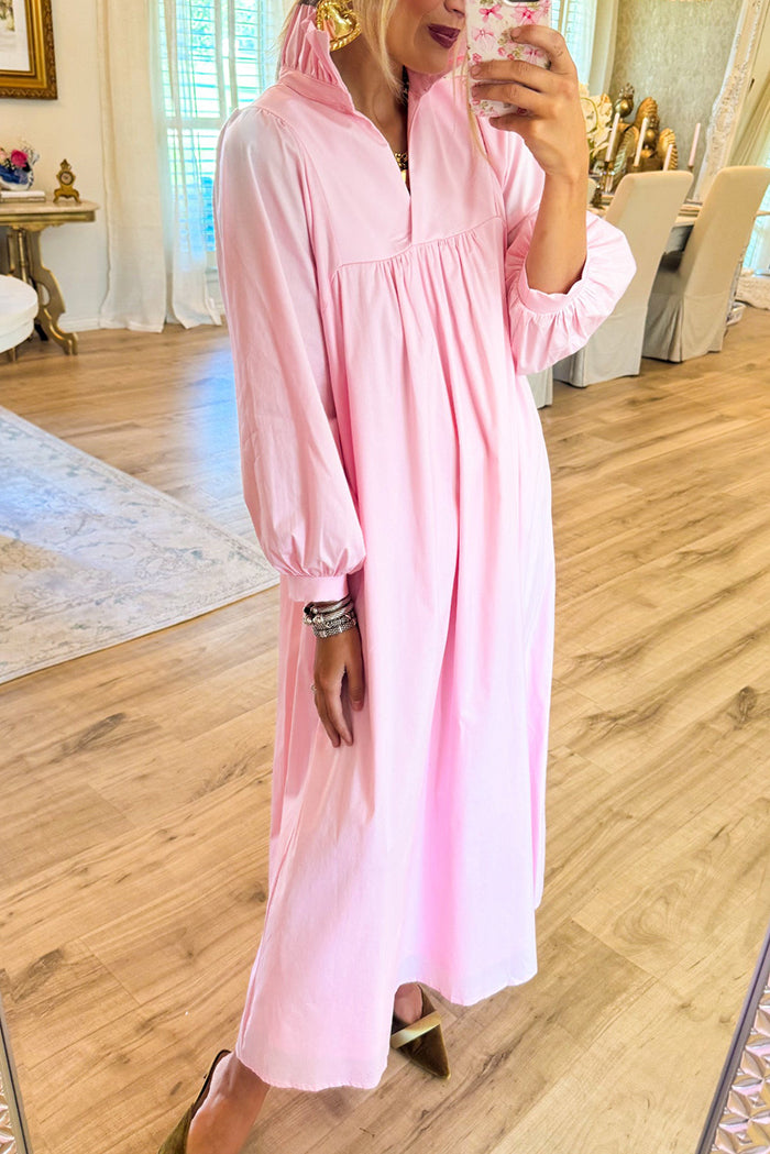 High Ruffle Neck Midi Dress