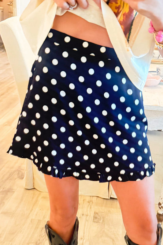 Casual Black Polka Dot Skirt