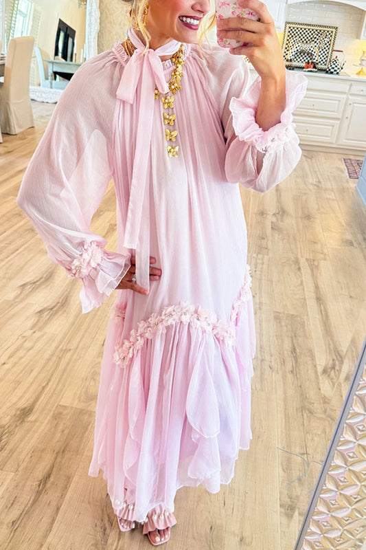 Floral Embellished Pleate Dress