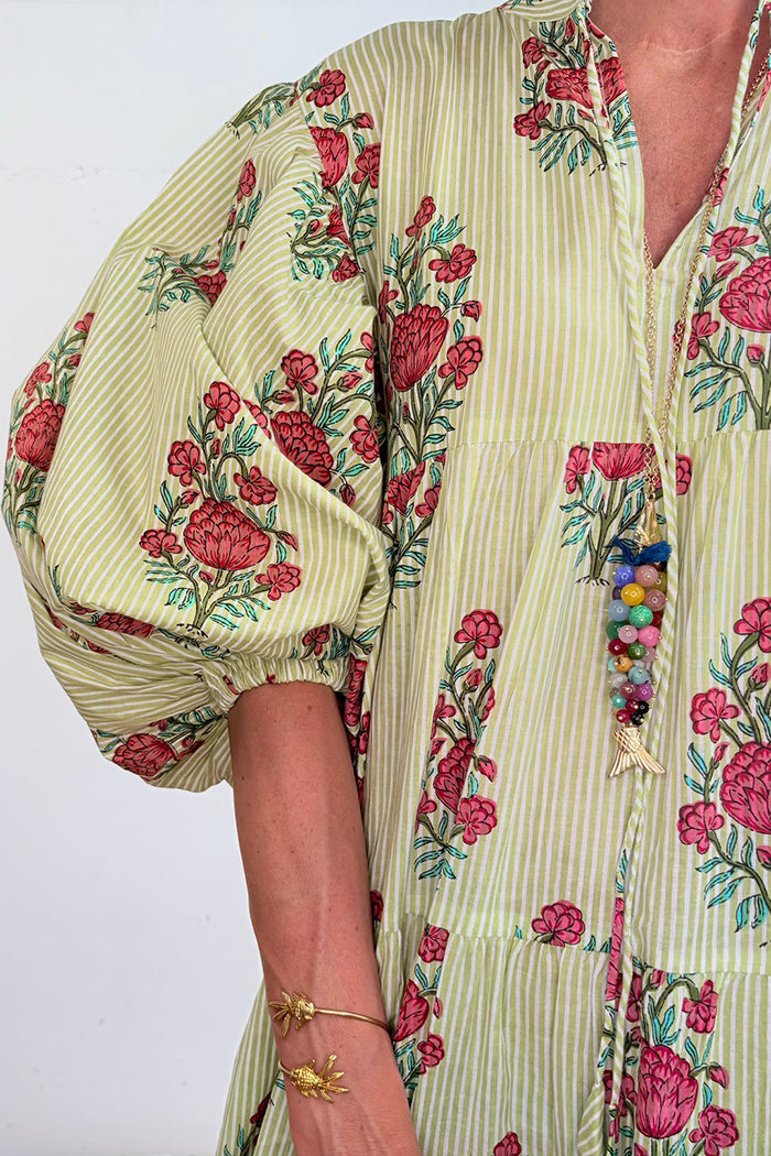 Floral Tiered Balloon Sleeve Dress