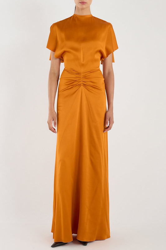 Flowy Cut Round Neckline Maxi Dress