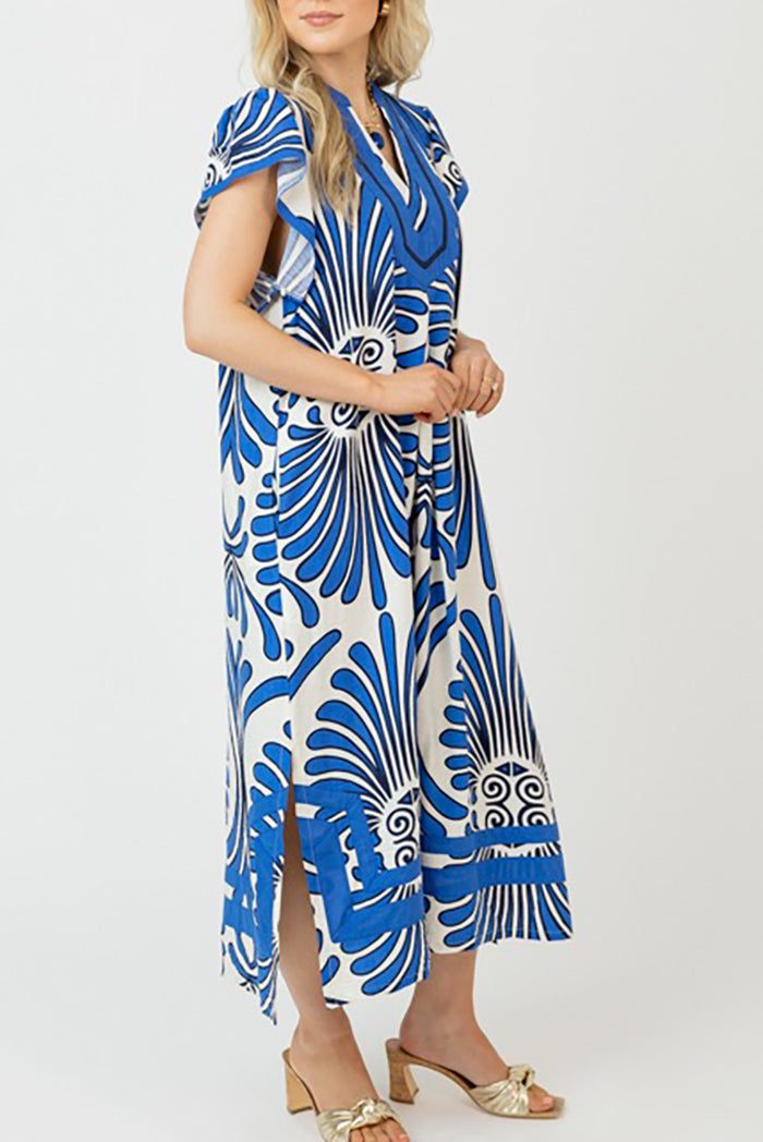 Printed Slit Pocket Midi Dress